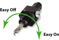 Holcutters use a quad-lead thread arbor for getting the cutters on and off quickly